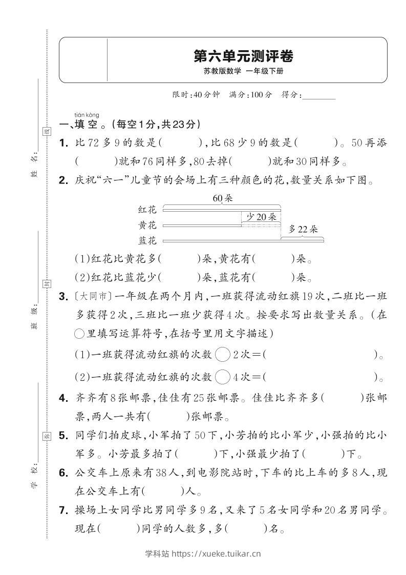 新一下苏教版数学第六单元测试卷（含答案）-学科站