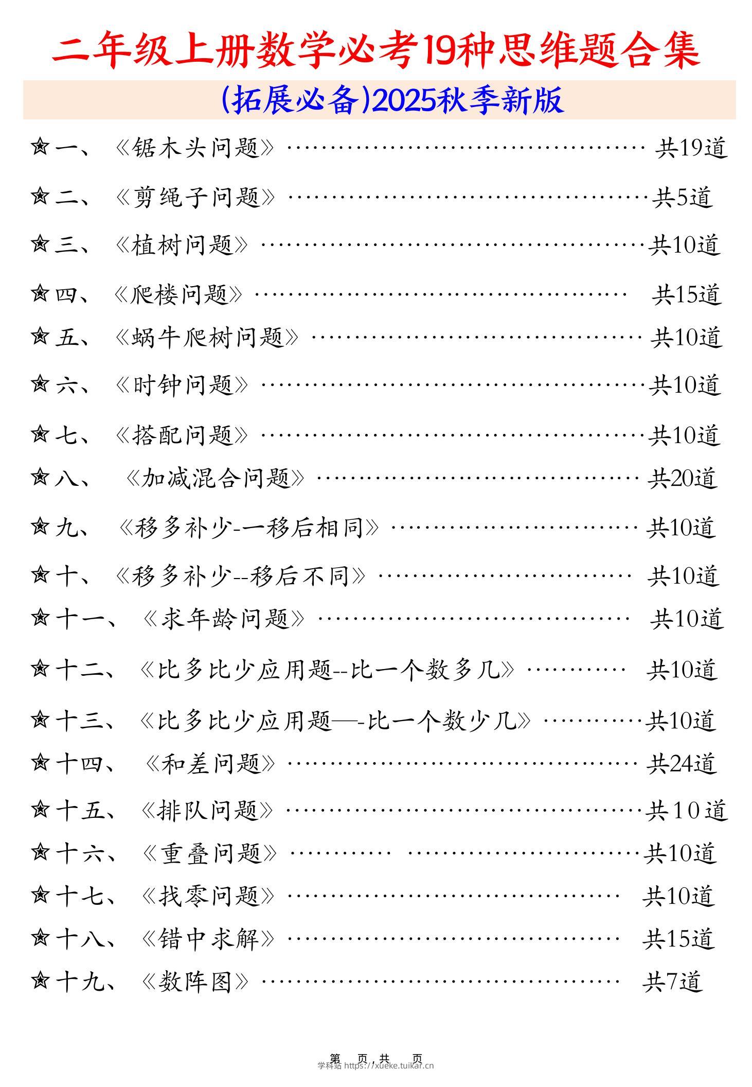 二上数学必考19种类型思维应用题训练合集225道(48页)-学科站