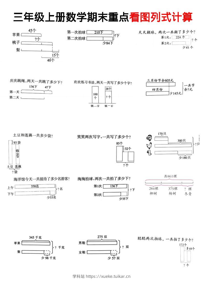 三上数学看图列式-学科站